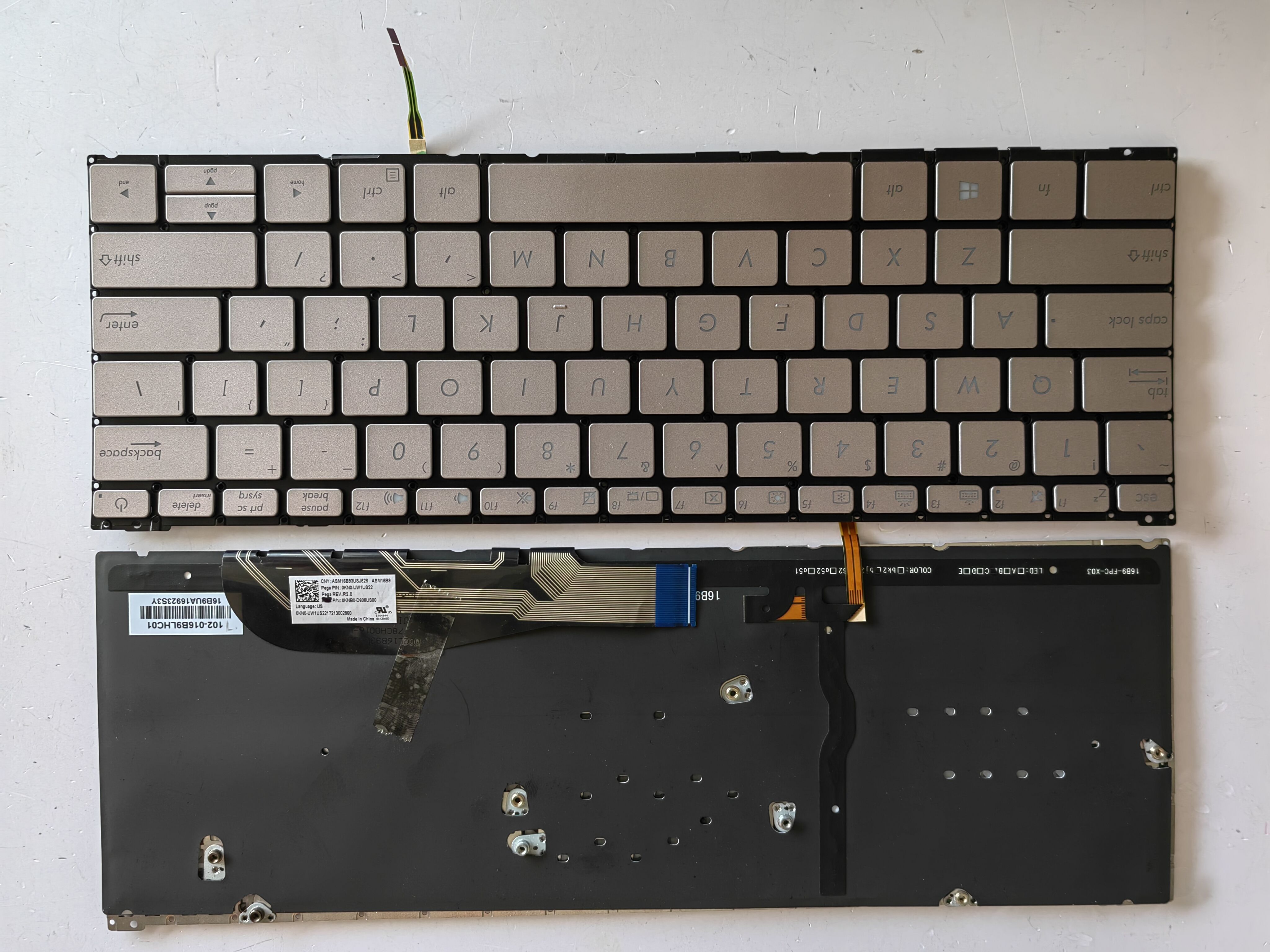 Picture of New Replacement Laptop Keyboard For ASUS UX390 Silver Gray Backlit US Layout